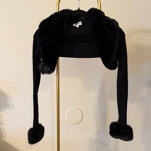 superdown Black Faux Fur Trim Jacket